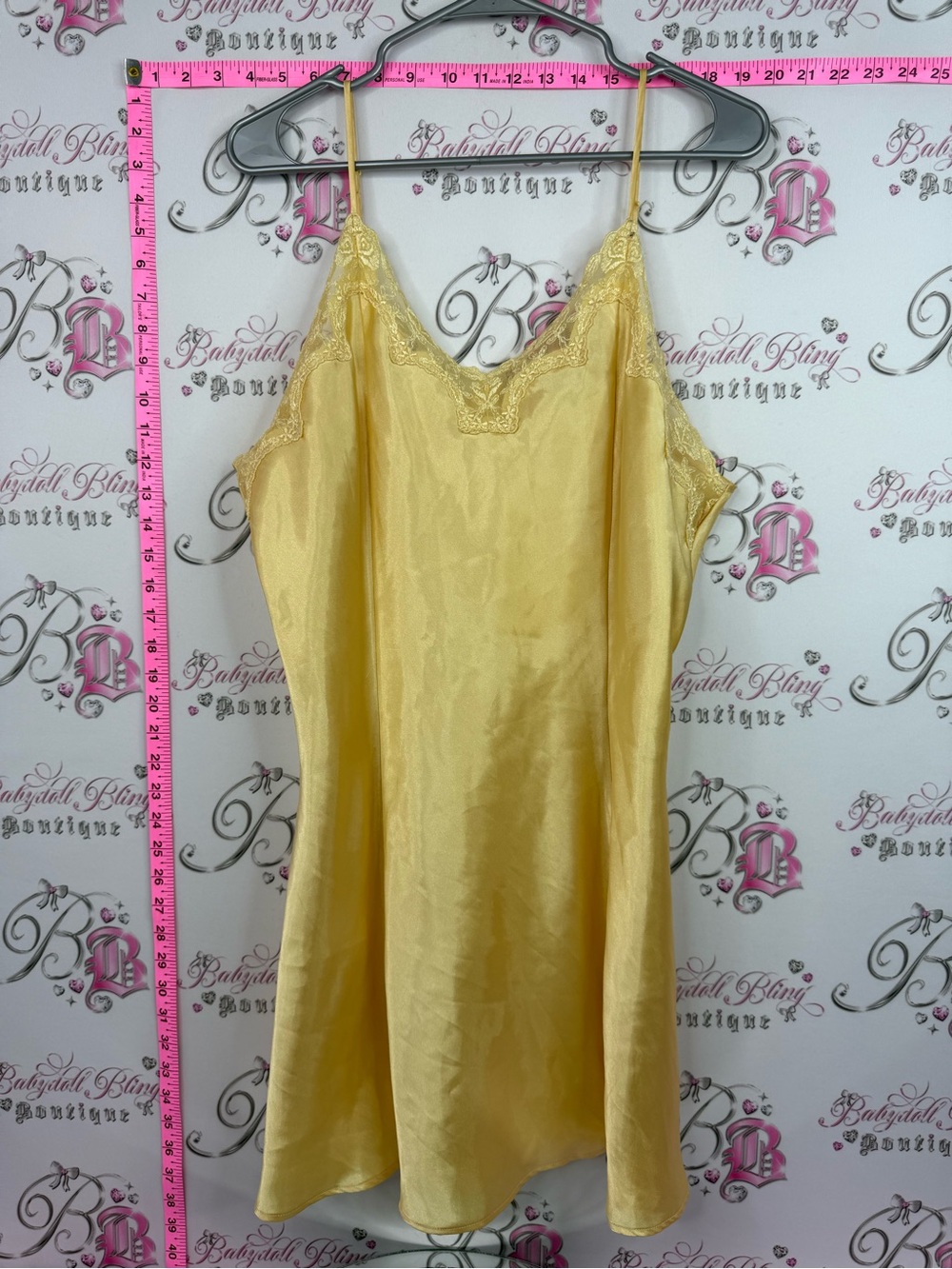 Dress vintage gold Yellow Lace-Trim Satin Chemise - Women Intimates & Sleepwear